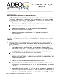 Document preview: Ust Corrective Action - Free Product Report Checklist - Arizona