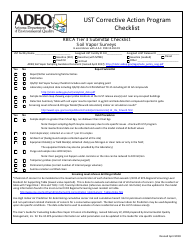 Document preview: Ust Corrective Action - Rbca Tier 3 Submittal Checklist - Soil Vapor Surveys - Arizona
