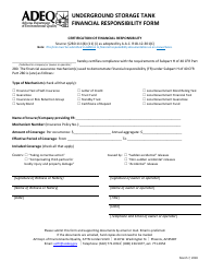 Document preview: Underground Storage Tank (Ust) Financial Responsibility Form - Arizona