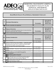 ADEQ Form P&amp;PRU Municipal Solid Waste Landfill Solid Waste Facility Plan Approval Amendment Application Checklist - Arizona, Page 2