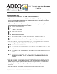Ust Corrective Action - Lust Site Classification Checklist - Arizona