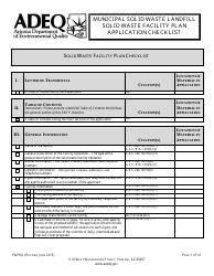 ADEQ Form P&amp;PRU Municipal Solid Waste Landfill Solid Waste Facility Plan Application Checklist - Arizona, Page 2