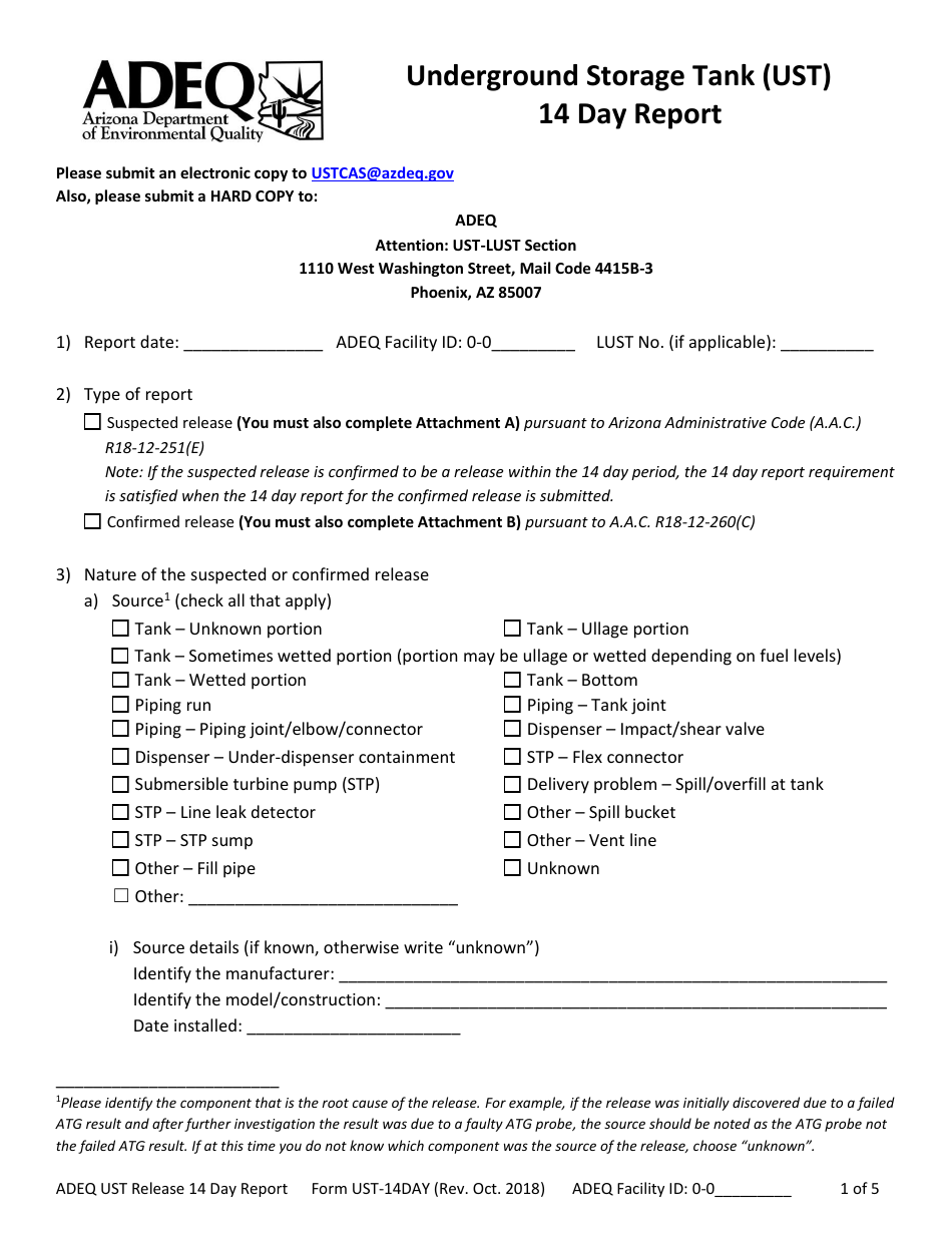 ADEQ Form UST-264 Document Submittal Form - Arizona, Page 3