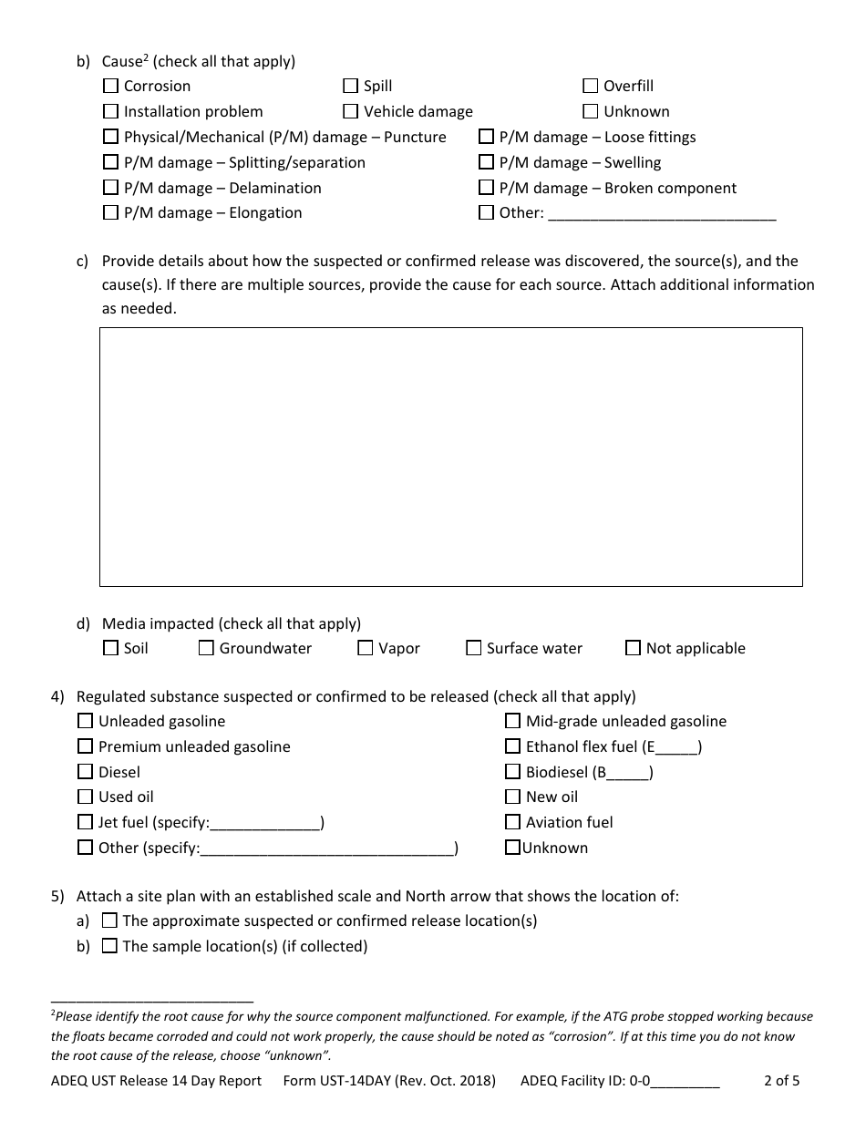 ADEQ Form UST-264 Document Submittal Form - Arizona, Page 4