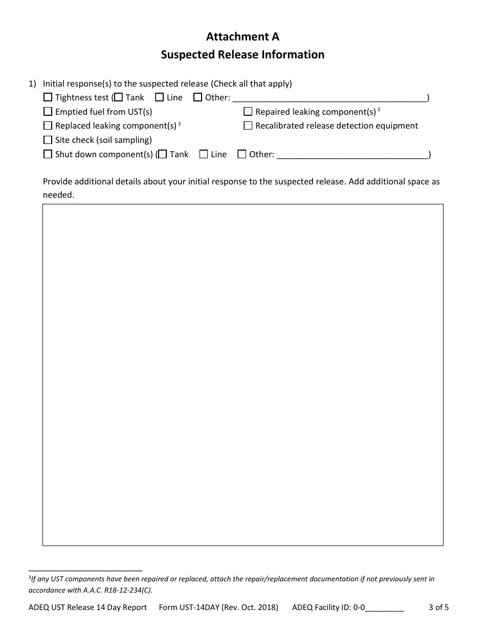 ADEQ Form UST-264 Document Submittal Form - Arizona, Page 5