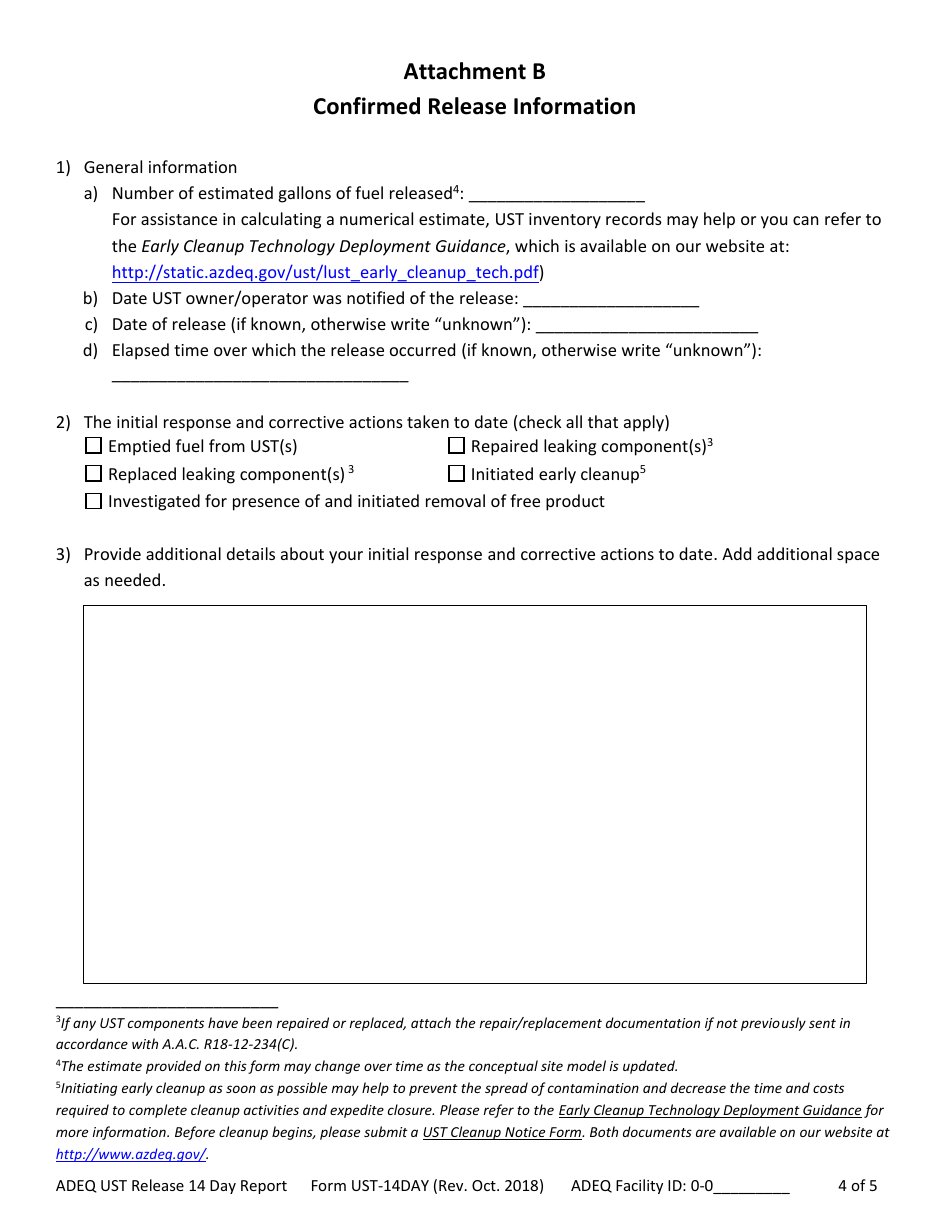 ADEQ Form UST-264 Document Submittal Form - Arizona, Page 6
