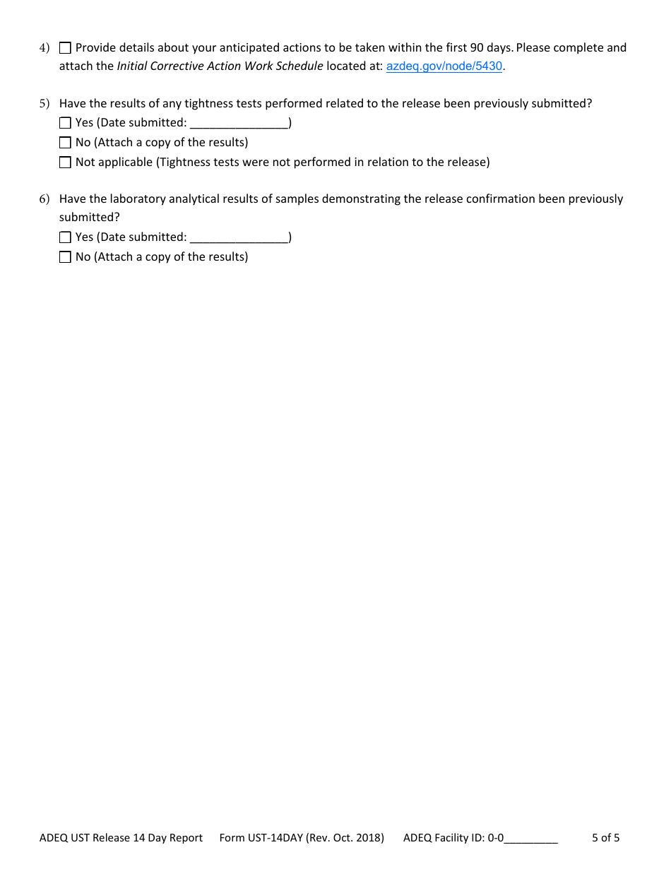 ADEQ Form UST-264 Document Submittal Form - Arizona, Page 7