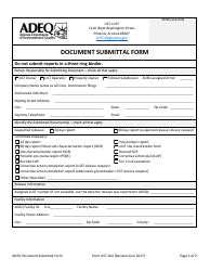 ADEQ Form UST-264 Document Submittal Form - Arizona