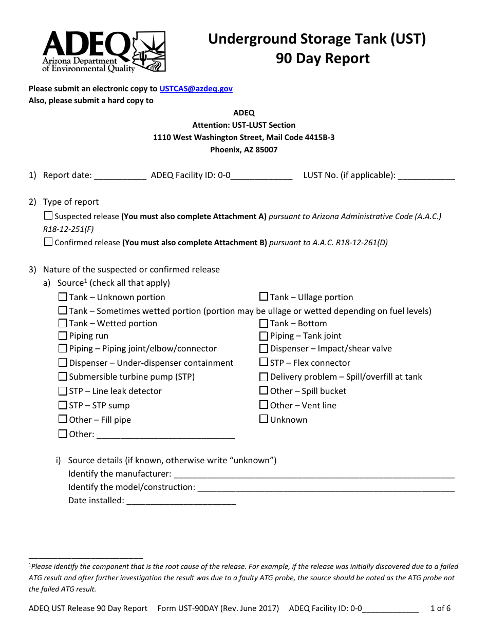 ADEQ Form UST-264 Document Submittal Form - Arizona, Page 3