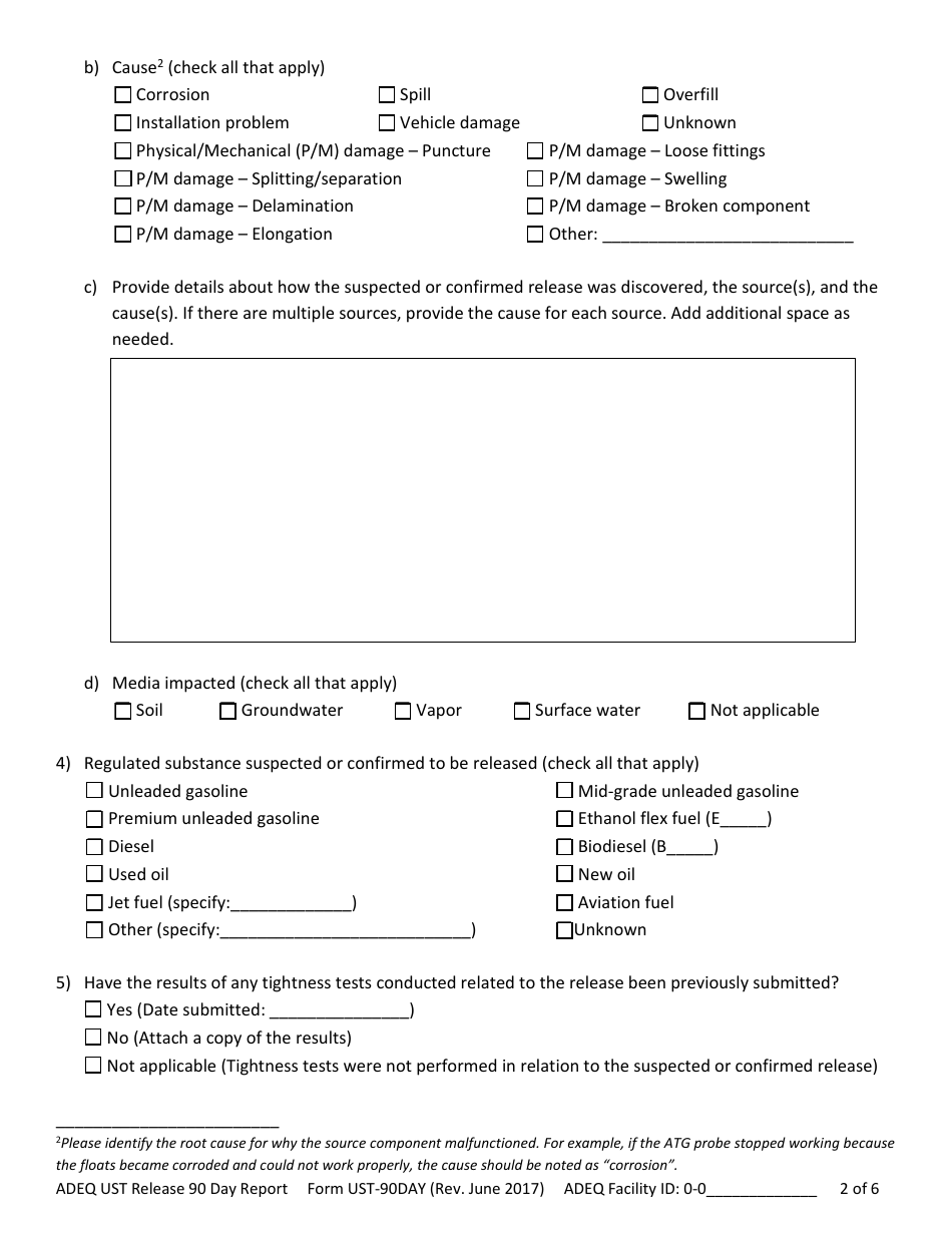 ADEQ Form UST-264 Document Submittal Form - Arizona, Page 4