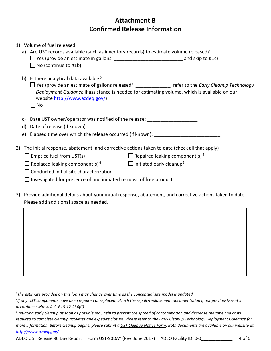 ADEQ Form UST-264 Document Submittal Form - Arizona, Page 6