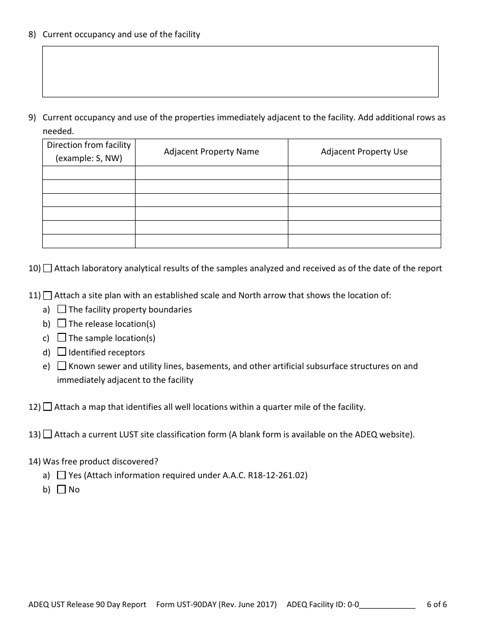 ADEQ Form UST-264 Document Submittal Form - Arizona, Page 8