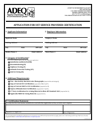 Document preview: Application Form for Ust Service Provider Certification - Arizona