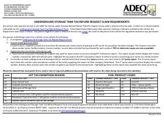 Document preview: Underground Storage Tank Tax Refund Request Form - Arizona