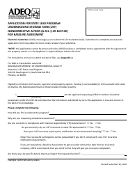 Application Form for Ust Noncorrective Action for Baseline Assessment - State Lead Program - Arizona