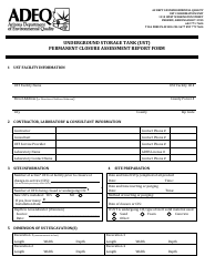 Document preview: Ust Permanent Closure Assessment Report Form - Arizona