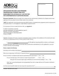 Document preview: Application Form for Ust Noncorrective Action for Confirmation of Suspected Release - State Lead Program - Arizona
