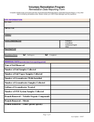 Document preview: Remediation Data Reporting Form - Voluntary Remediation Program - Arizona