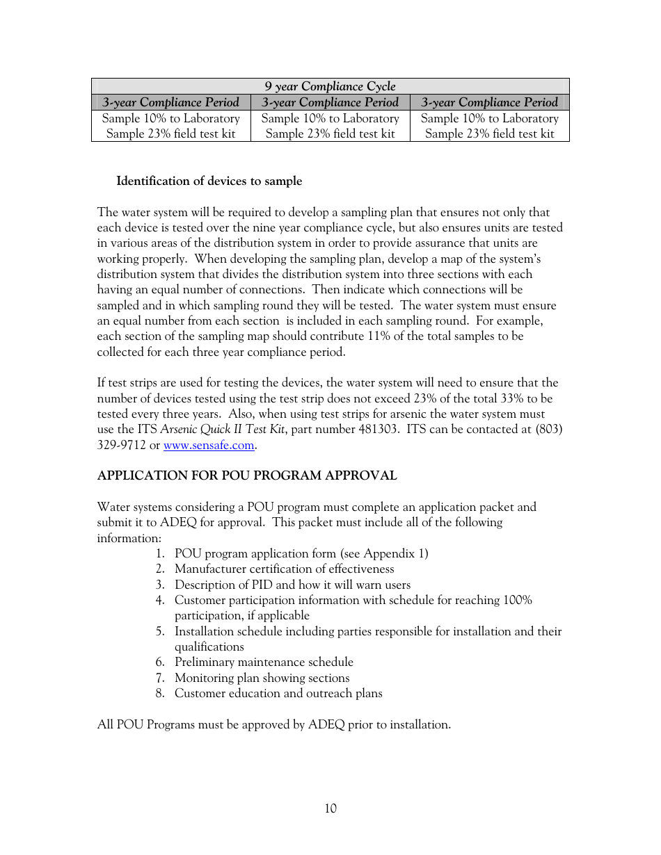 Arizona Point of Use Compliance Program Guidance - Arizona, Page 11