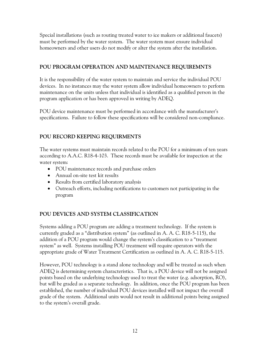 Arizona Point of Use Compliance Program Guidance - Arizona, Page 13