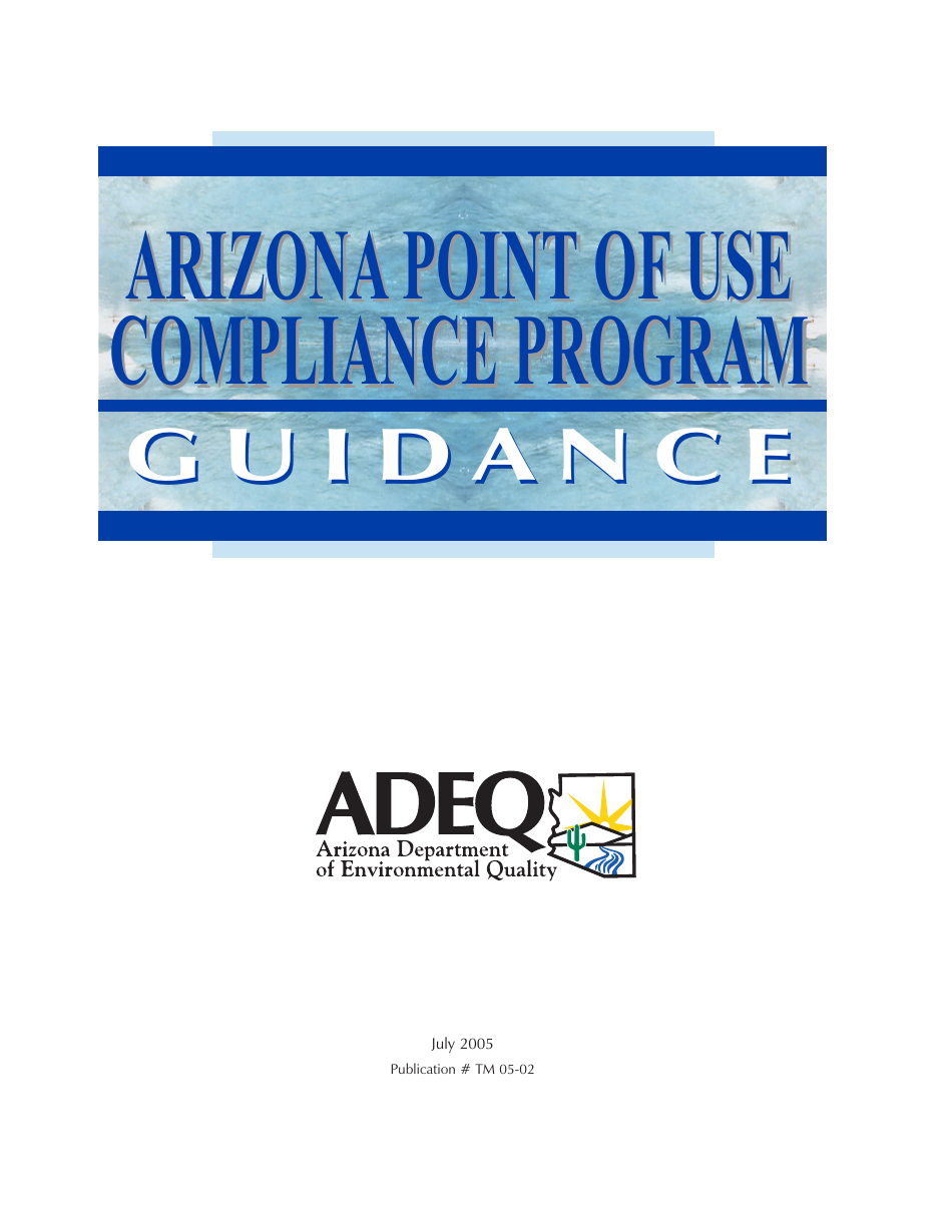 Arizona Point of Use Compliance Program Guidance - Arizona, Page 1