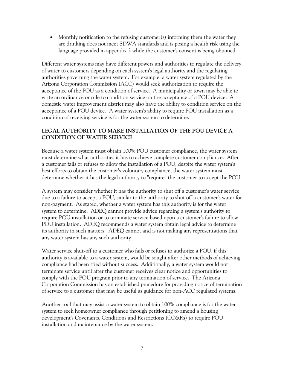 Arizona Point of Use Compliance Program Guidance - Arizona, Page 8