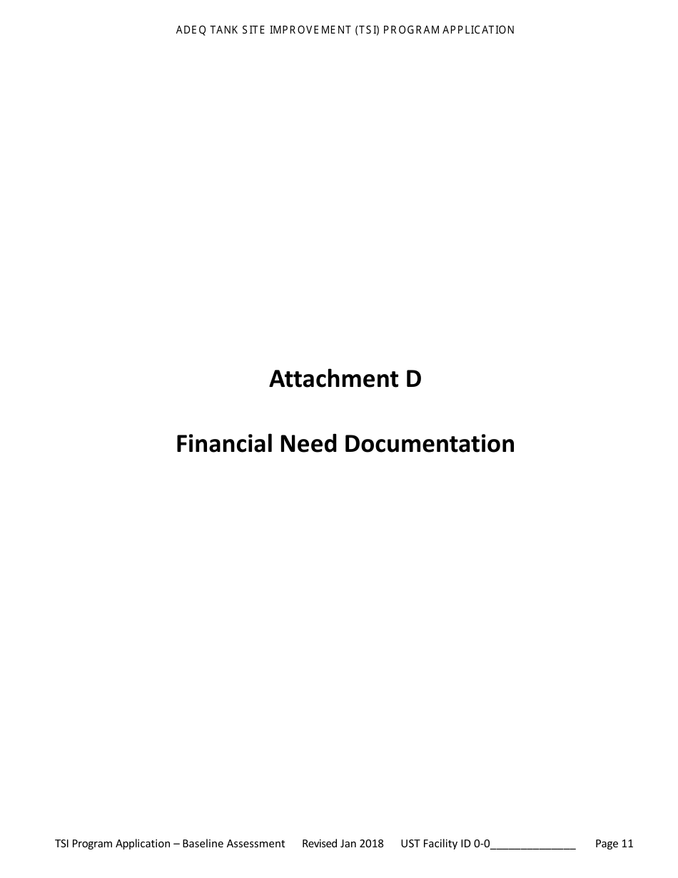 Application for Ust Baseline Assessment - Tank Site Improvement (Tsi) Program - Arizona, Page 12