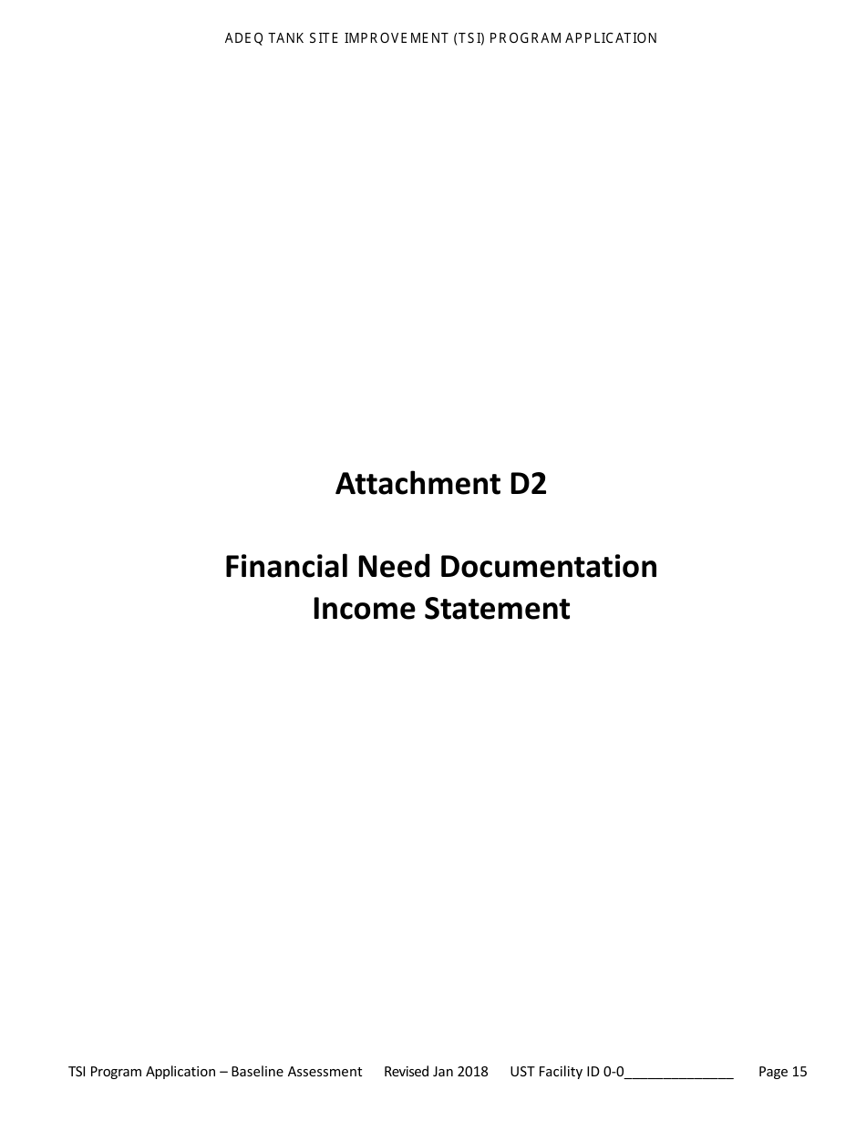 Application for Ust Baseline Assessment - Tank Site Improvement (Tsi) Program - Arizona, Page 16