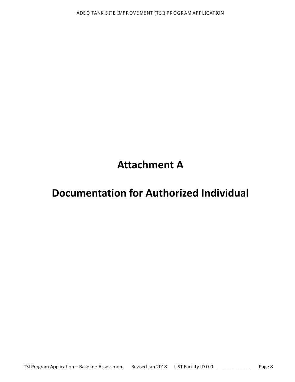 Application for Ust Baseline Assessment - Tank Site Improvement (Tsi) Program - Arizona, Page 9