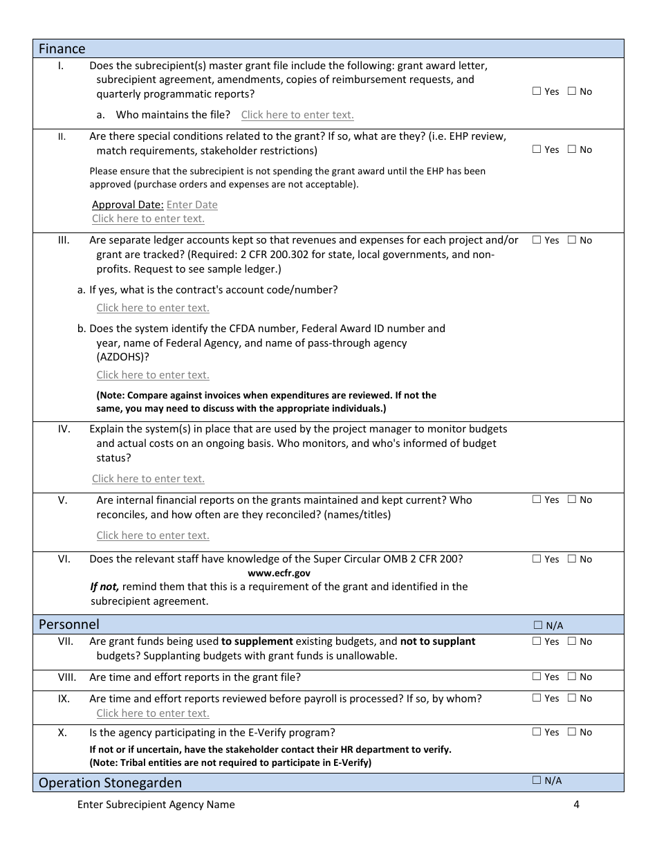 Site Monitoring Form - Arizona, Page 4