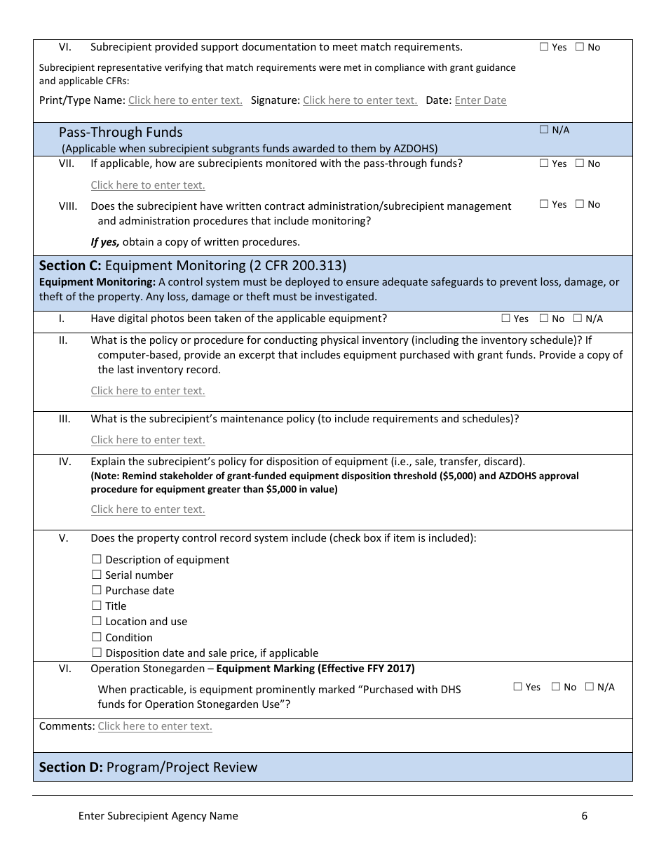 Arizona Site Monitoring Form Fill Out, Sign Online and Download PDF
