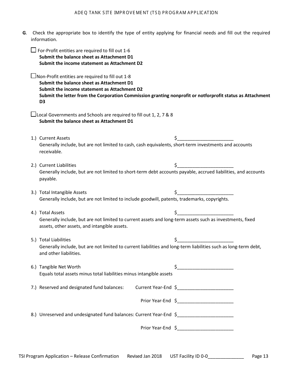 Application for Ust Release Confirmation - Tank Site Improvement (Tsi) Program - Arizona, Page 14