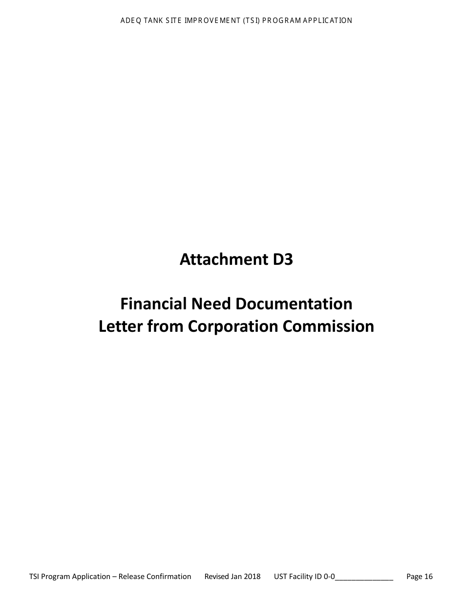 Application for Ust Release Confirmation - Tank Site Improvement (Tsi) Program - Arizona, Page 17