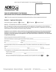 Application for Ust Release Confirmation - Tank Site Improvement (Tsi) Program - Arizona, Page 2