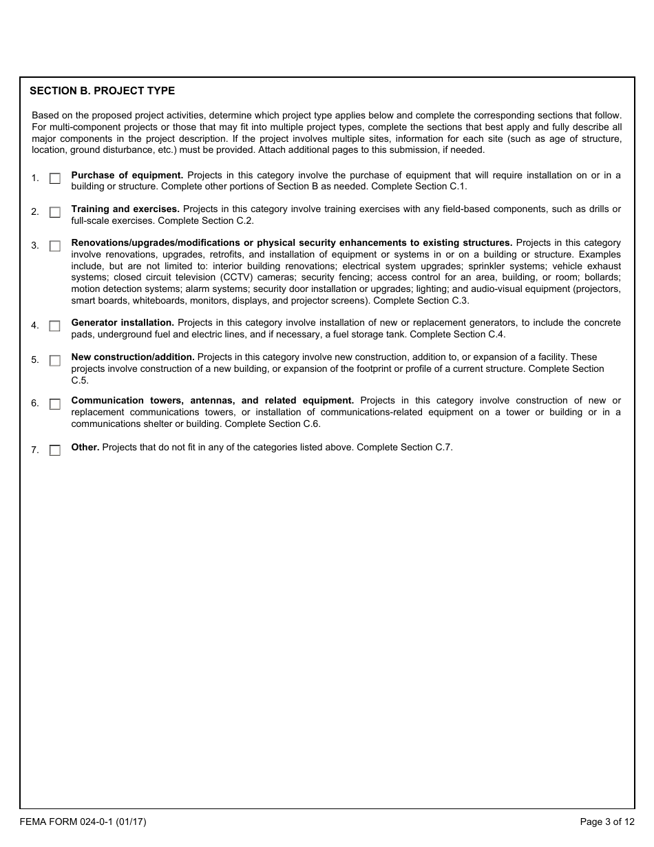 FEMA Form 024-0-1 Environmental and Historic Preservation Screening Form, Page 3