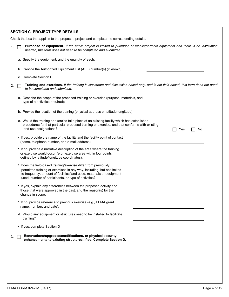 FEMA Form 024-0-1 Environmental and Historic Preservation Screening Form, Page 4