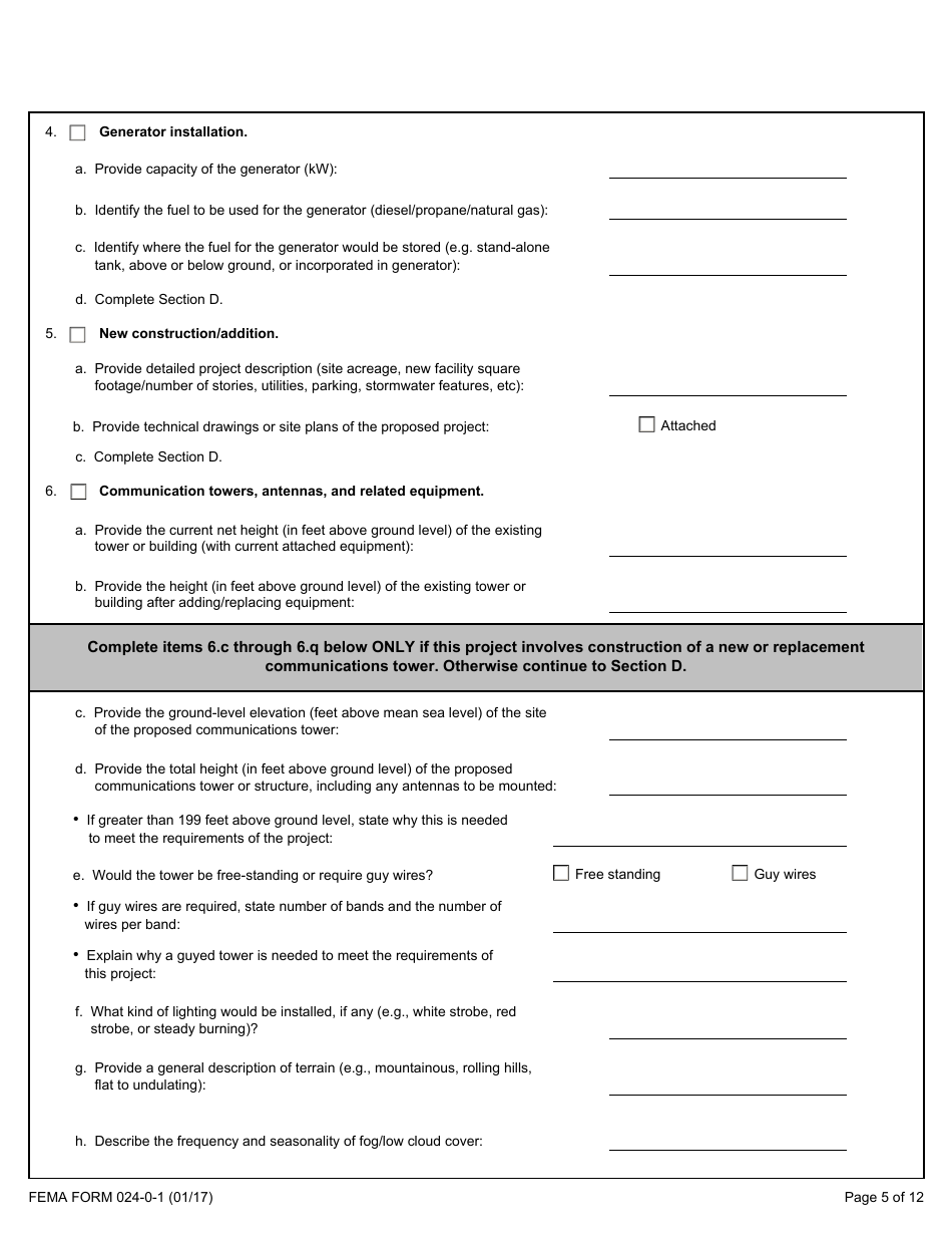 FEMA Form 024-0-1 Environmental and Historic Preservation Screening Form, Page 5