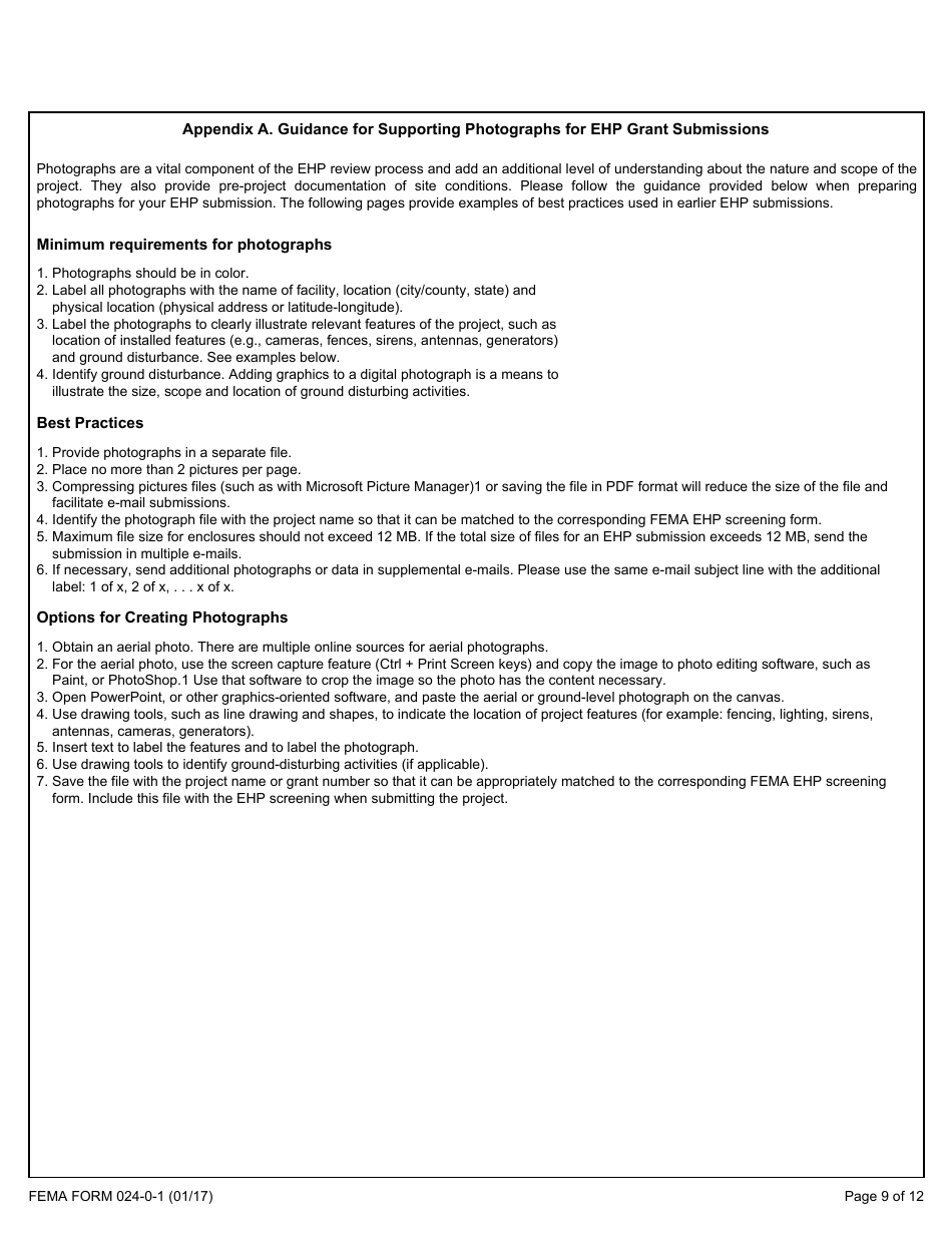 FEMA Form 024-0-1 Environmental and Historic Preservation Screening Form, Page 9