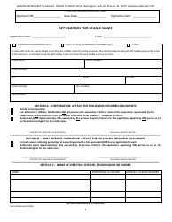 Form ADR219 &quot;Application for Stable Name&quot; - Arizona