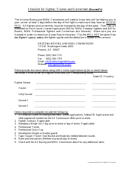 Document preview: Checklist for Fighter, Trainer and Cornermen (Second's) - Arizona
