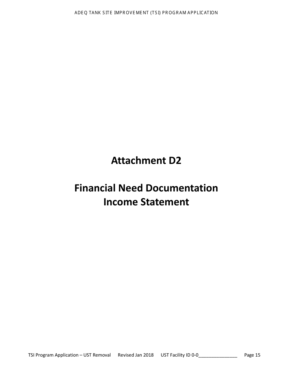 Application for Ust Permanent Closure - Tank Site Improvement (Tsi) Program - Arizona, Page 16