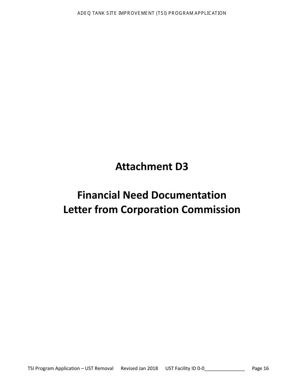 Application for Ust Permanent Closure - Tank Site Improvement (Tsi) Program - Arizona, Page 17