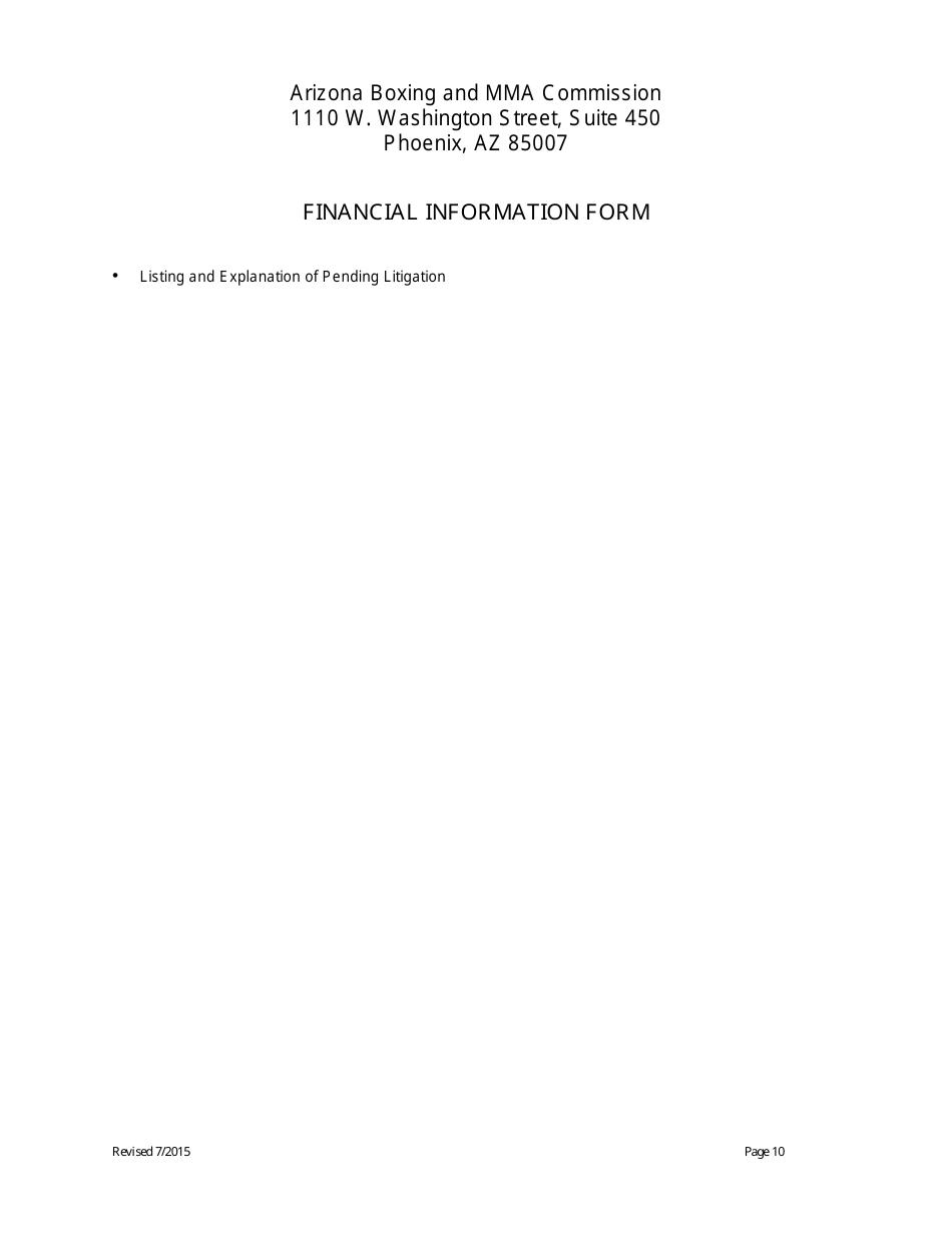 Financial Information Form - Arizona, Page 10