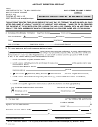 Form 05-0502 Aircraft Exemption Affidavit - Arizona