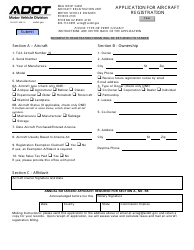 Document preview: Form 05-0501 Application for Aircraft Registration - Arizona
