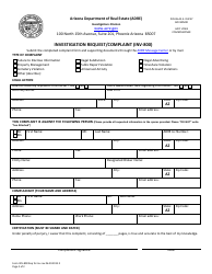 Form INV-800 Investigation Request/Complaint - Arizona, Page 2