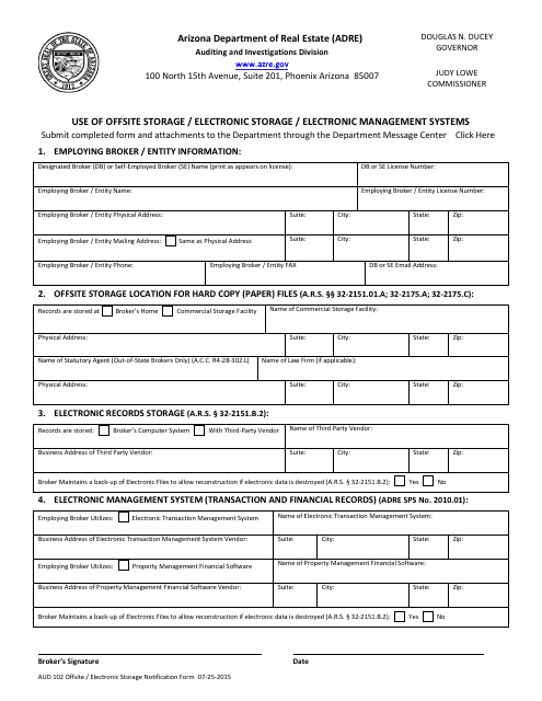 Form AUD102  Printable Pdf
