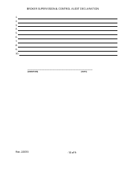 Broker Supervision and Control Audit Declaration Form - Arizona, Page 10