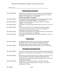 Broker Supervision and Control Audit Declaration Form - Arizona, Page 2
