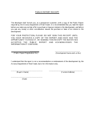 Document preview: Disclosure Report (Public Report) Receipt Form - Arizona